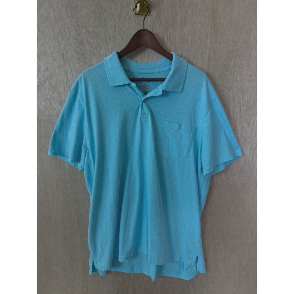 St Johns Bay Mens XL Performance Polo Shirt Light Blue Short Sleeve Pocket Tee